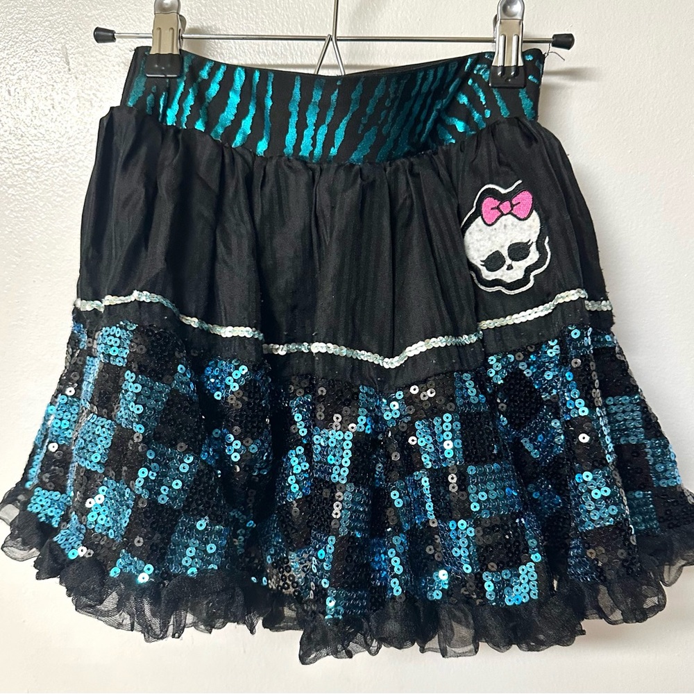 Monster High Sequin Tutu Skirt (black and blue sequins) with MH logo patch OSFA